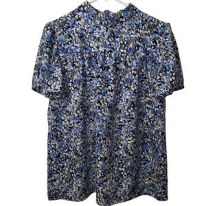 Chase Lands' End Blue and White Floral Casual Shirt (14)